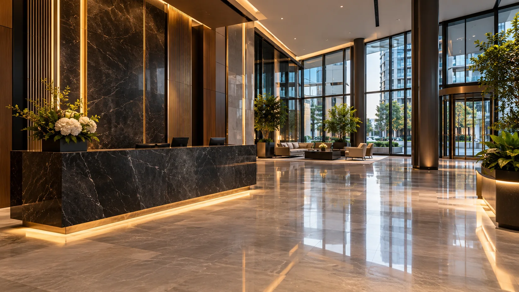 Illustrative premium residential lobby interior